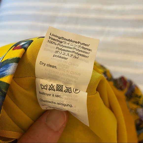 J crew yellow gold purple blue floral silk pleated skirt size 4 - Picture 4 of 9